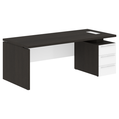 Стол письменный СП-064-25-05(R) Дуб Мореный/Белый глянец 2000х900х750 KANON