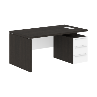 Стол письменный СП-064-25-06(R) Дуб Мореный/Белый глянец 1600х900х750 KANON