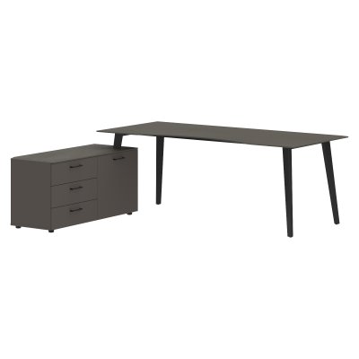 Стол руководителя с тумбой JCT 2018(L) Орех Мокко/Мокко/Антрацит 2000х1800х750 JAY