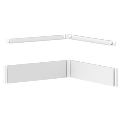 Комплект декоративного плинтуса, цоколей с заглушками для углового варианта MDBC-2 Белый AlvaLine