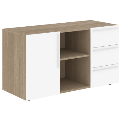 Тумба сервисная СП-064-25-07 Белый глянец/Дуб Натуральный 1200х500х670 KANON