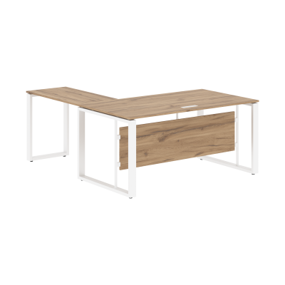 Стол руководителя угловой ECT 1619 Дуб Денвер светлый/Белый 1600х1900х750 ENIO