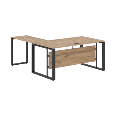 Стол руководителя угловой ECT 1619 Дуб Денвер светлый/Антрацит 1600х1900х750 ENIO