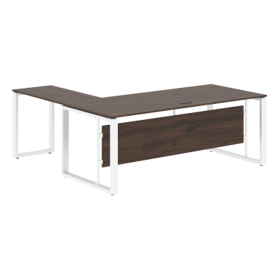 Стол руководителя угловой ECT 2019 Дуб Денвер темный/Белый 1800х1900х750 ENIO