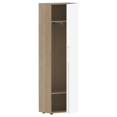 Гардероб узкий СП-064-25-12(R) Белый глянец/Дуб Натуральный 600х450х2010 KANON