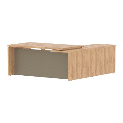 Стол руководителя TLCT 1820(L) Дуб Бофорд Z/Капучино 1800х2000х750 TORR LUX