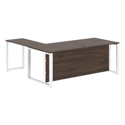 Стол руководителя ECT 2019H Дуб Денвер темный/Белый 2000х1900х750 ENIO