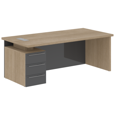 Стол письменный СП-064-25-23(L) Дуб Натуральный/Серый глянец 2000х900х750 KANON