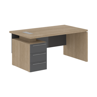 Стол письменный СП-064-25-06(L) Дуб Натуральный/Серый глянец 1600х900х750 KANON