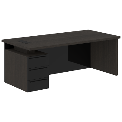 Стол письменный СП-064-25-23(L) Дуб Мореный/Черный глянец 2000х900х750 KANON