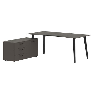 Стол руководителя с тумбой JCT 1818(L) Орех Мокко/Мокко/Антрацит 1800х1800х750 JAY