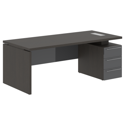 Стол письменный СП-064-25-05(R) Дуб Мореный/Серый глянец 2000х900х750 KANON