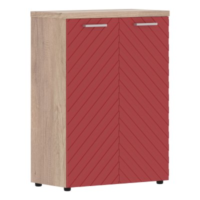 Шкаф с глухими средними дверьми и топом TLMC 85.1 Красный/Дуб Каньон Z 856х450х1203 TORR LUX