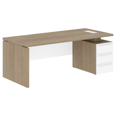 Стол письменный СП-064-25-05(R) Дуб Натуральный/Белый глянец 2000х900х750 KANON