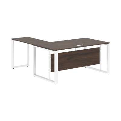 Стол руководителя угловой ECT 1619 Дуб Денвер темный/Белый 1600х1900х750 ENIO