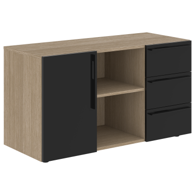 Тумба сервисная СП-064-25-07 Черный глянец/Дуб Натуральный 1200х500х670 KANON
