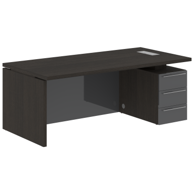 Стол письменный СП-064-25-23(R) Дуб Мореный/Серый глянец 2000х900х750 KANON