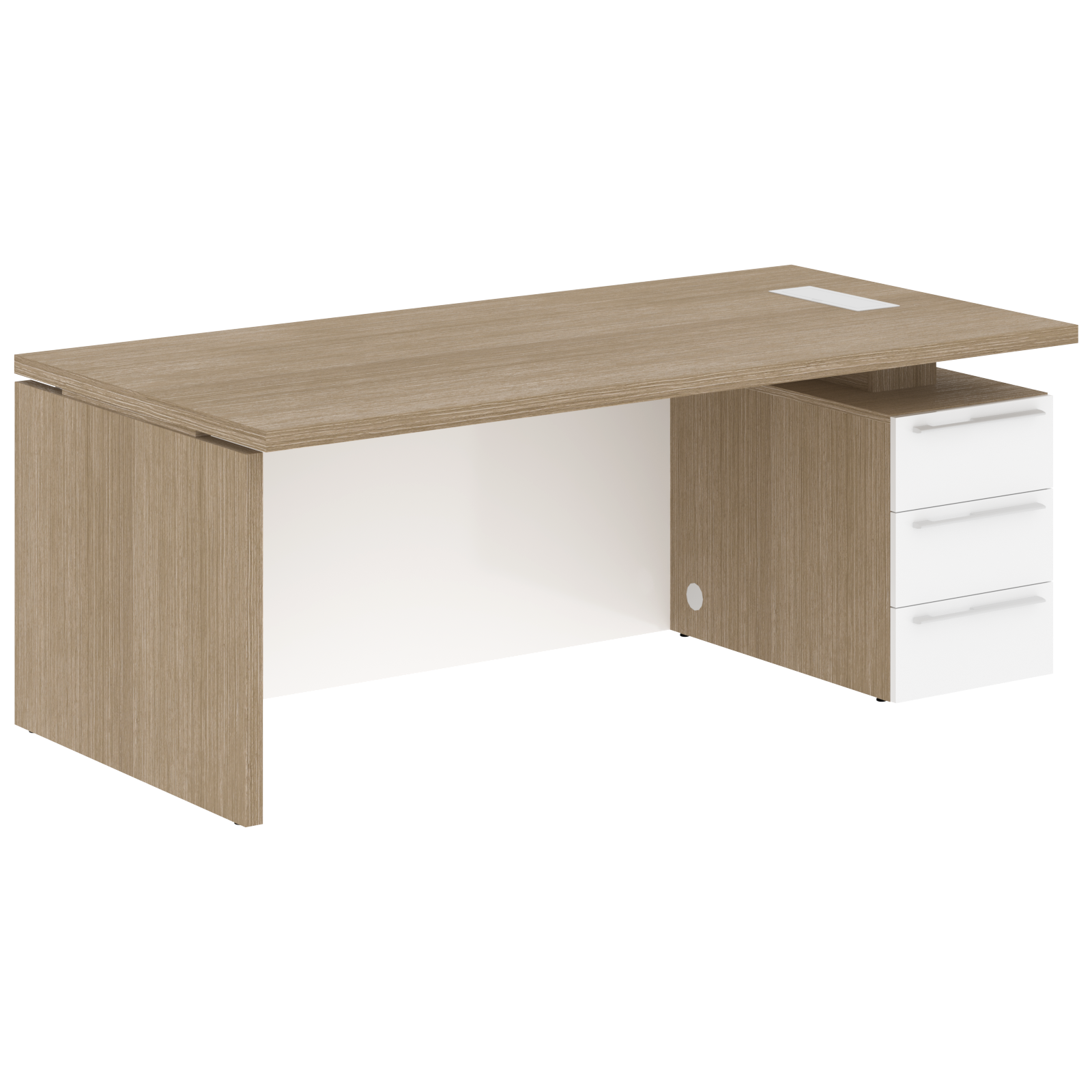 Стол письменный СП-064-25-23(R) Дуб Натуральный/Белый глянец 2000х900х750 KANON