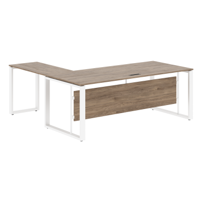 Стол руководителя угловой ECT 2019 Кария Пальмира/Белый 1800х1900х750 ENIO