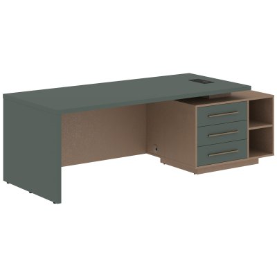 Стол руководителя с тумбой VCT 2390(R) Нефрит/Бронза браш/Кобра 2300х900х750 VELION