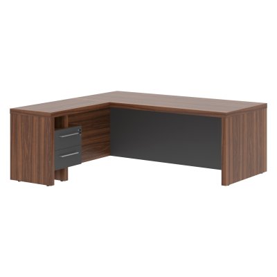 Стол руководителя с тумбой приставной ZCT 2019H.A(L) Антрацит/Орех Даллас 2000х1900х750 ZENN