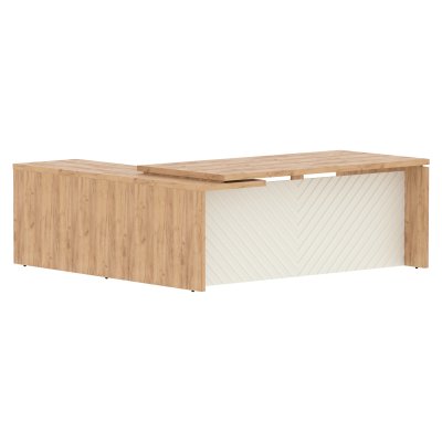 Стол руководителя TLCT 2020(R) Дуб Бофорд Z/Латте 2000х2000х750 TORR LUX