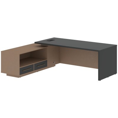 Стол руководителя с тумбой VCT 2319(L) Яшма черный/Бронза браш/Кобра 2300х1900х750 VELION