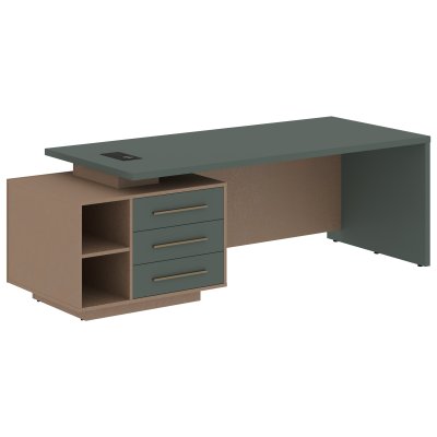 Стол руководителя с тумбой VCT 2390(L) Нефрит/Бронза браш/Кобра 2300х900х750 VELION