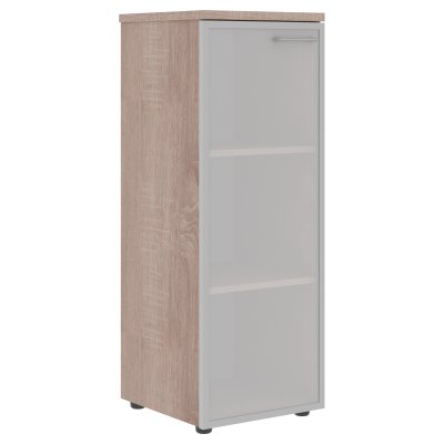 Шкаф колонка со стеклянной дверью в алюминиевой раме (L) и топом XMC 42.7(L) Дуб Сонома 432х432х1190