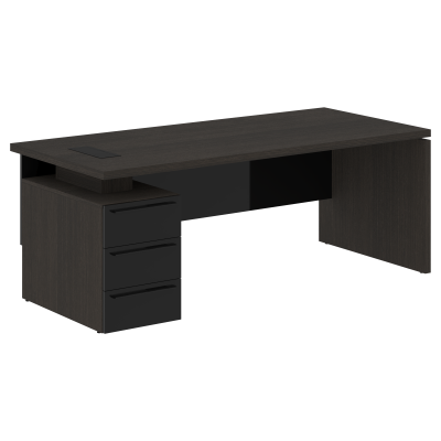 Стол письменный СП-064-25-05(L) Дуб Мореный/Черный глянец 2000х900х750 KANON