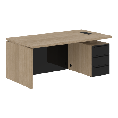 Стол письменный СП-064-25-04(R) Дуб Натуральный/Черный глянец 1800х900х750 KANON