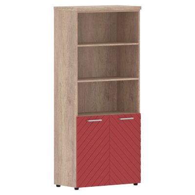 Шкаф с комплектом малых дверей и топом TLHC 85.5 Красный/Дуб Каньон Z 856х450х1968 TORR LUX