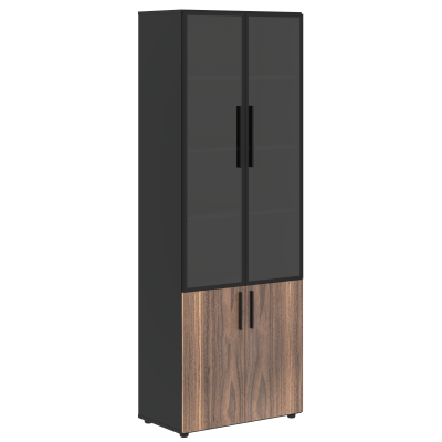 Шкаф высокий широкий VRHCS 80.2 Американский орех/Яшма черный 800х430х2253 VELION VENEER