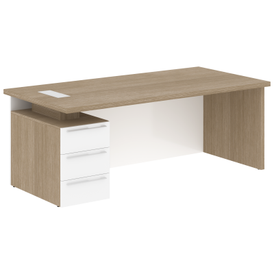 Стол письменный СП-064-25-23(L) Дуб Натуральный/Белый глянец 2000х900х750 KANON