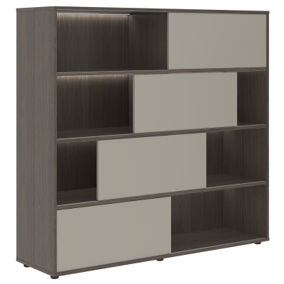 Стеллаж с дверьми купе VMCS 1615 Аметист/Дуб Сильвер 1600х450х1517 VELION