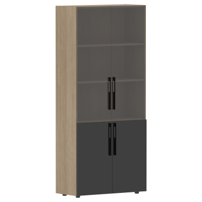 Шкаф комбинированный СП-064-25-16 Черный глянец/Дуб Натуральный 900х450х2010 KANON