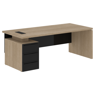 Стол письменный СП-064-25-05(L) Дуб Натуральный/Черный глянец 2000х900х750 KANON