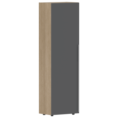 Гардероб узкий СП-064-25-12(L) Серый глянец/Дуб Натуральный 600х450х2010 KANON