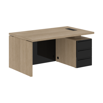 Стол письменный СП-064-25-24(R) Дуб Натуральный/Черный глянец 1600х900х750 KANON