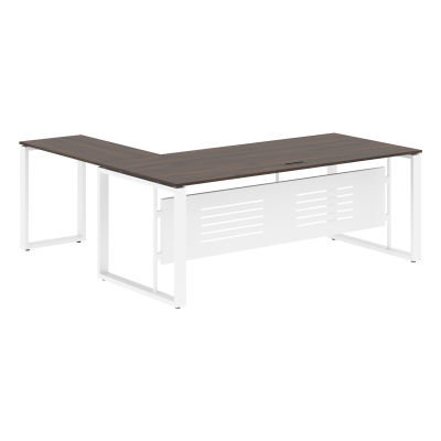 Стол руководителя ECT 2019M Дуб Денвер темный/Белый 2000х1900х750 ENIO