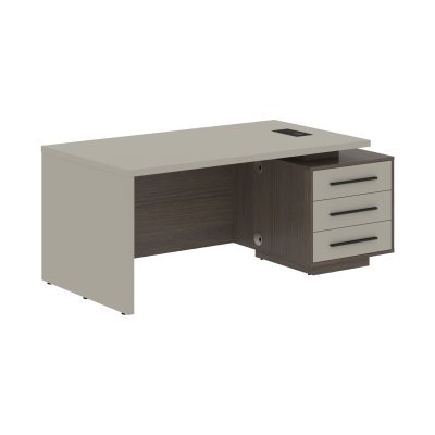 Стол руководителя с тумбой VCT 1890(R) Аметист/Черный матовый/Дуб Сильвер 1800х900х750 VELION