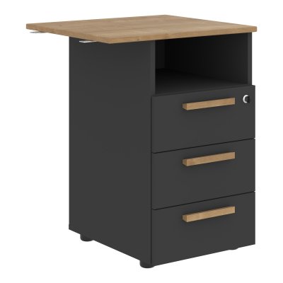 Тумба приставная FLC-3D.2A Дуб Гамильтон/Черный графит 570х504х733 FORTA