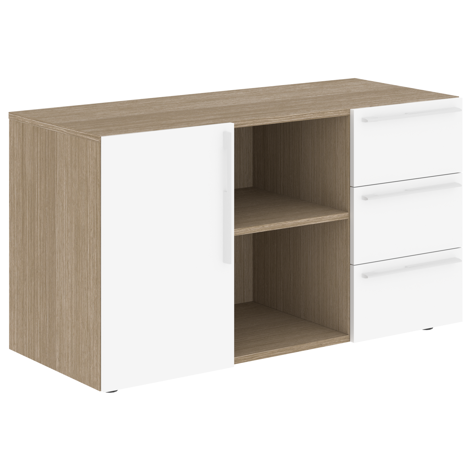 Тумба сервисная СП-064-25-07 Белый глянец/Дуб Натуральный 1200х500х670 KANON