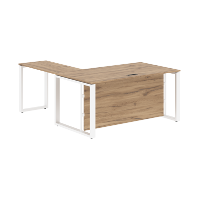 Стол руководителя ECT 1619H Дуб Денвер светлый/Белый 1600х1900х750 ENIO