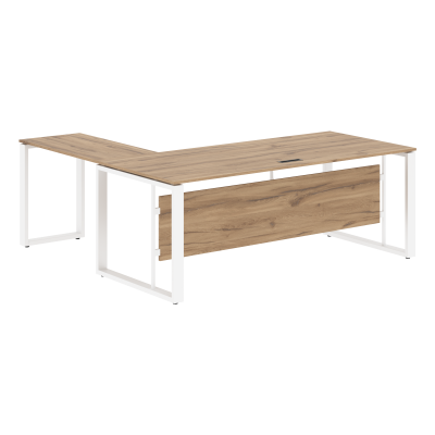 Стол руководителя угловой ECT 2019 Дуб Денвер светлый/Белый 1800х1900х750 ENIO