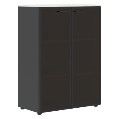 Шкаф со стеклянными дверьми в рамке JMC 85.7 Ясень белый/Антрацит 856х452х1184 JAY