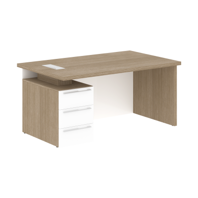 Стол письменный СП-064-25-24(L) Дуб Натуральный/Белый глянец 1600х900х750 KANON