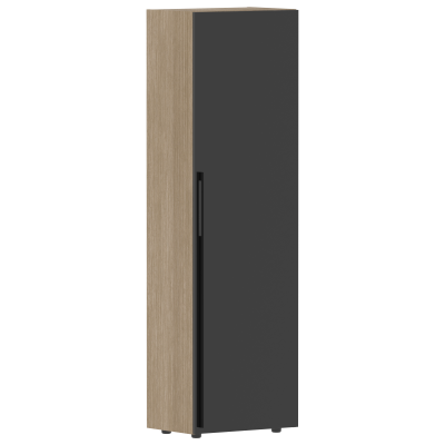 Гардероб узкий СП-064-25-12(R) Черный глянец/Дуб Натуральный 600х450х2010 KANON