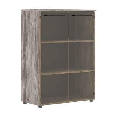 Шкаф со стеклянными дверьми MMC 85.2 Антрацит/Сосна Нордик 854х423х1188 MORRIS TREND