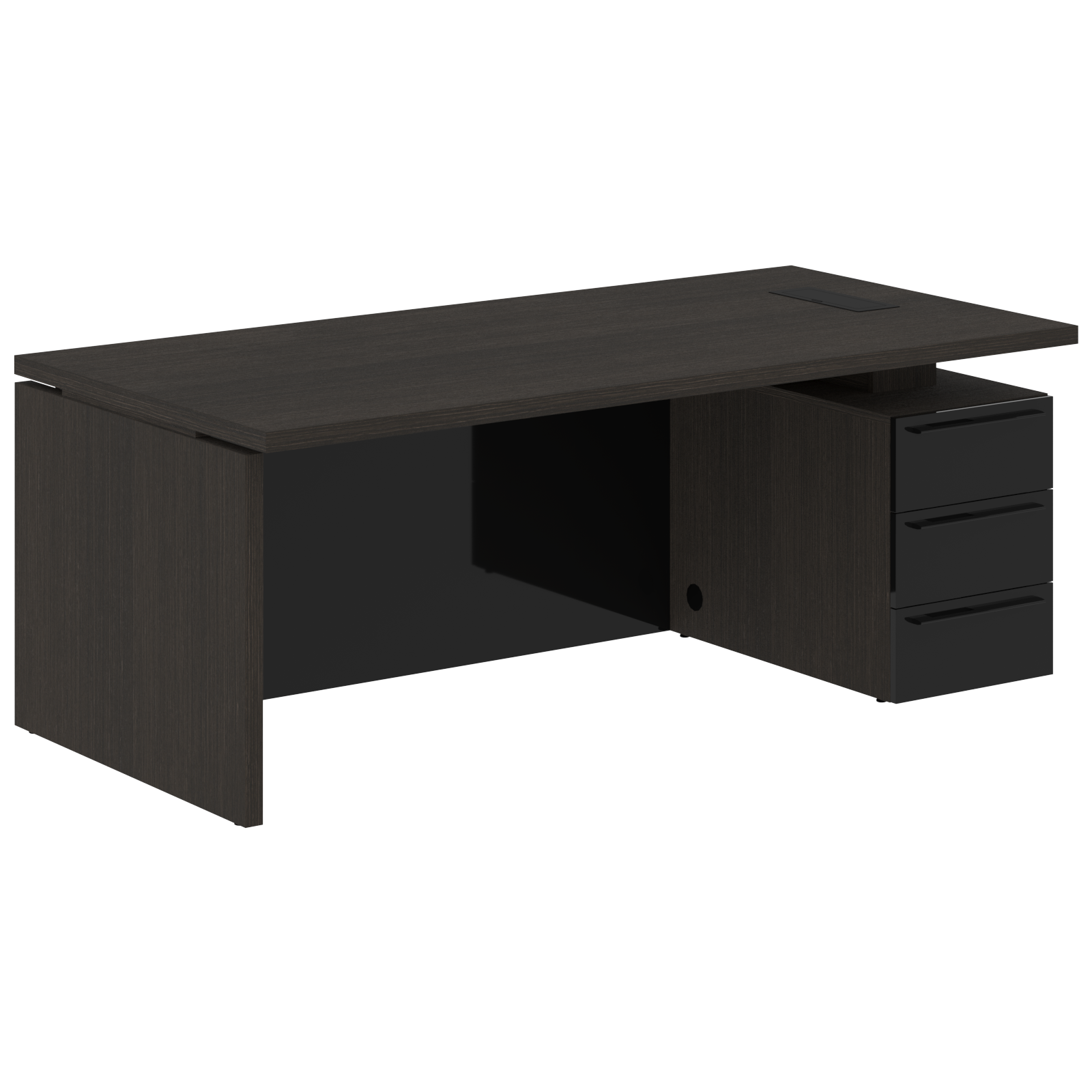 Стол письменный СП-064-25-23(R) Дуб Мореный/Черный глянец 2000х900х750 KANON